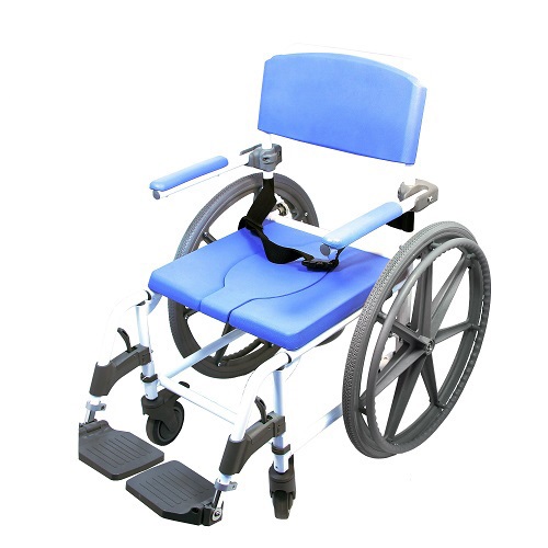 Healthline 791154430026 Aluminum Shower Commode Chair, 18 in. Seat with 24 in. Wheels
