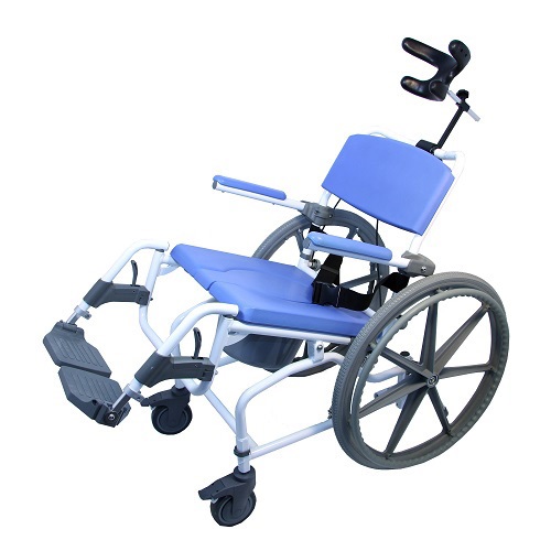 Healthline 791154430156 Aluminum Tilt Shower Commode Chair, 18 in. Seat with 24 in. Wheels