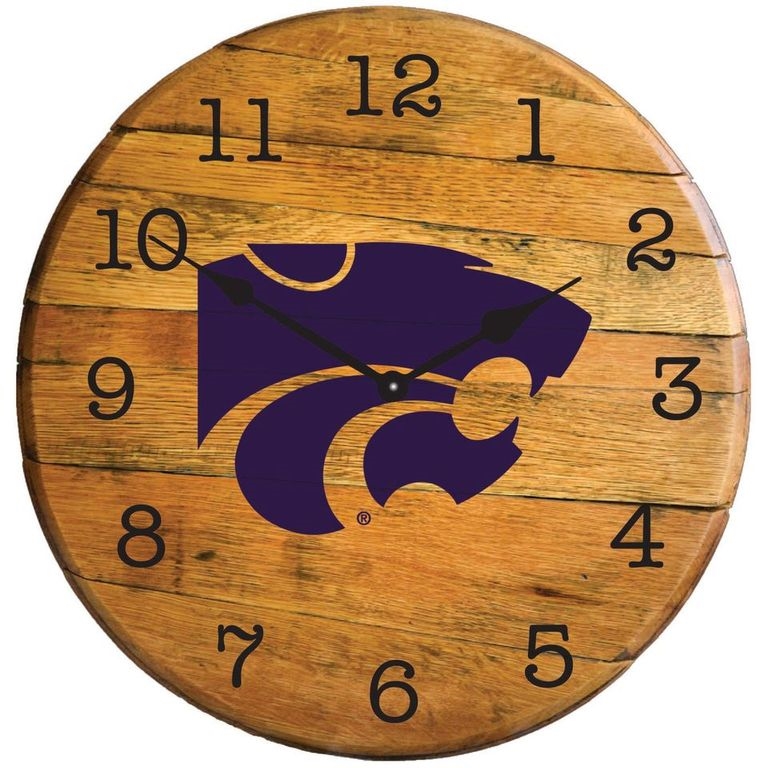 Barrel-Tops BTC-KSU-01 NCAA-KANSAS STATE WILDCAT Oak Barrel Clock