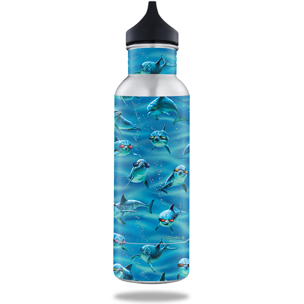 MightySkins BOKE12ST-Dolphin Gang Skin for 12 oz Standard Keeper Bottle - Dolphin Gang