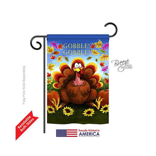 Breeze Decor 63051 Thanksgiving Gobble 2-Sided Impression Garden Flag - 13 x 18.5 in.