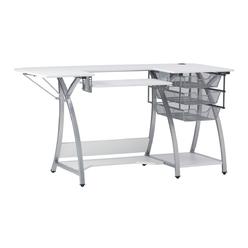 Studio Designs Sew Ready Pro Stitch Sewing Machine Table - 56.75" W x 23.75" D White Hobby and Sewing Machine Table with Storage Shelf and 3 St