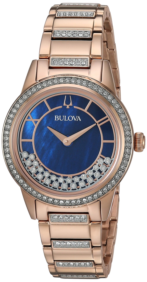 Bulova 98L247 32 mm Crystal Turn Style Rose Gold-Tone Ladies Watch