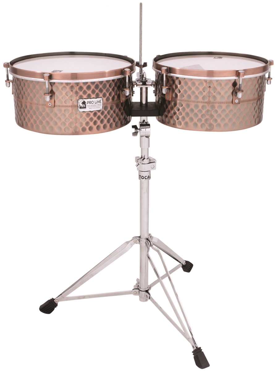 toca TPT1415-BC 14 & 15 in. ProLine Timbales with Stand for Musical Instrument&#44; Black Copper