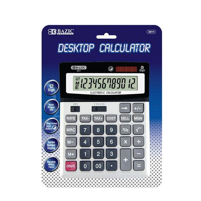 Bazic Products Bazic 3011  12-Digit Desktop Calculator w/ Profit Calculation &amp; Tax Functions Pack of 12