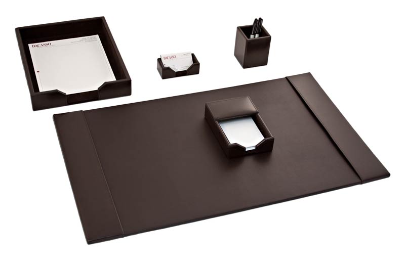 Dacasso D3602 Dark Brown Bonded Leather 5-Piece Desk Set