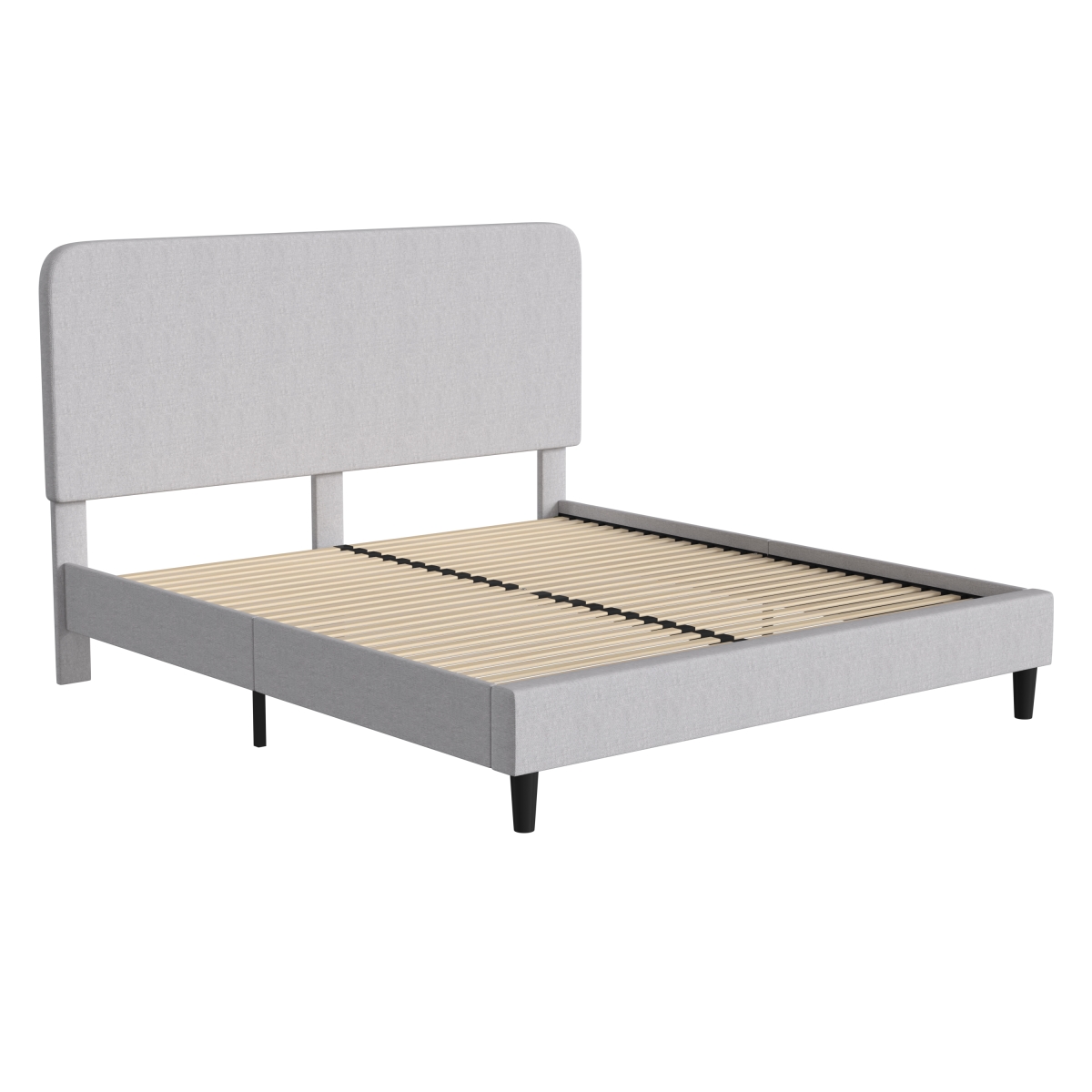 Flash Furniture HG-3WPB21-K04-K-GY-GG Addison Light Grey King Fabric Upholstered Platform Bed Headboard with Rounded Edges - No Box Spring or Fo