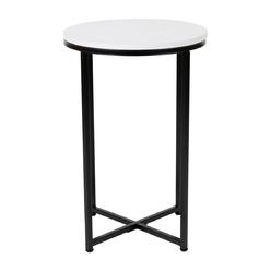 Flash Furniture NAN-JH-1787ET-BK-GG End Table - Modern White Accent Table with Crisscross Matte Black Frame