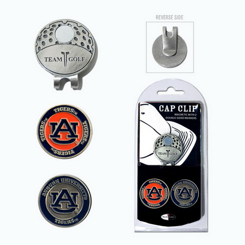 Team Golf NCAA Auburn University Tigers Golf Cap Clip with 2 Removable Double-Sided Enamel Magnetic Ball Markers, Attaches Easil