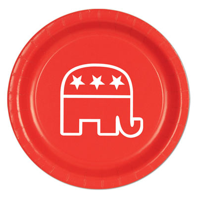 BEISTLE CO Beistle 58029-R Republican Plates- Red - Pack Of 12