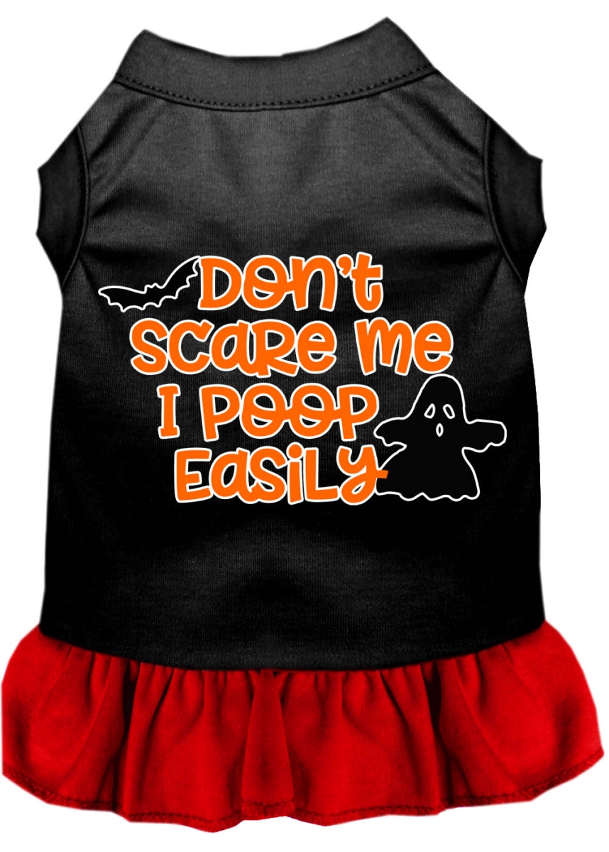 Mirage Pet Products 58-427 BKRDSM Dont Scare Me, Poops Easily Screen Print Dog Dress, Black with Red - Small
