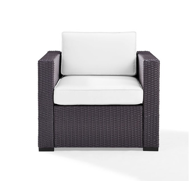 Crosley KO70130BR-WH Biscayne Armchair With White Cushions
