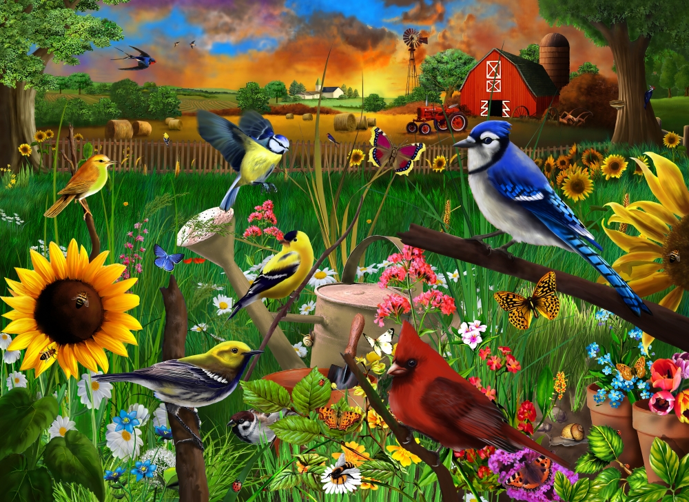 MGL Licensing MGL601339 Sunflower Birds Poster Print by Gerald Newton, 18 x 12