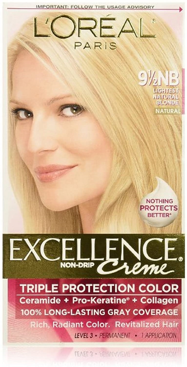 L'Oreal K0001487 Excellence Creme Pro Keratine 1 Application Hair Color for Unisex, 9.5 NB Lightest Natural Blonde - Pack of 6