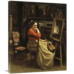 Global Gallery GCS-277118-30-142 30 in. Corots Studio, Young Woman with a Mandolin Art Print - Jean-Baptiste-Camille Corot