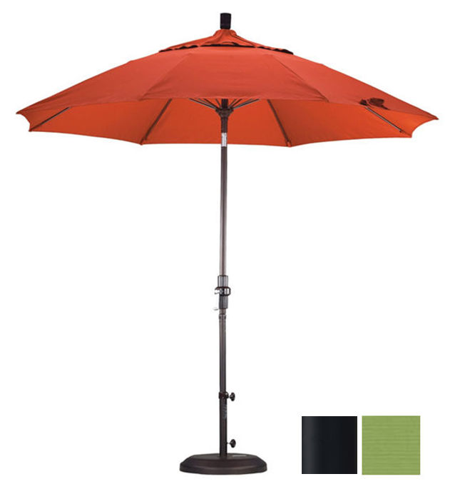 California Umbrella GSCUF908705-SA21 9 ft. Fiberglass Market Umbrella Collar Tilt - Matted Black-Pacifica-Palm