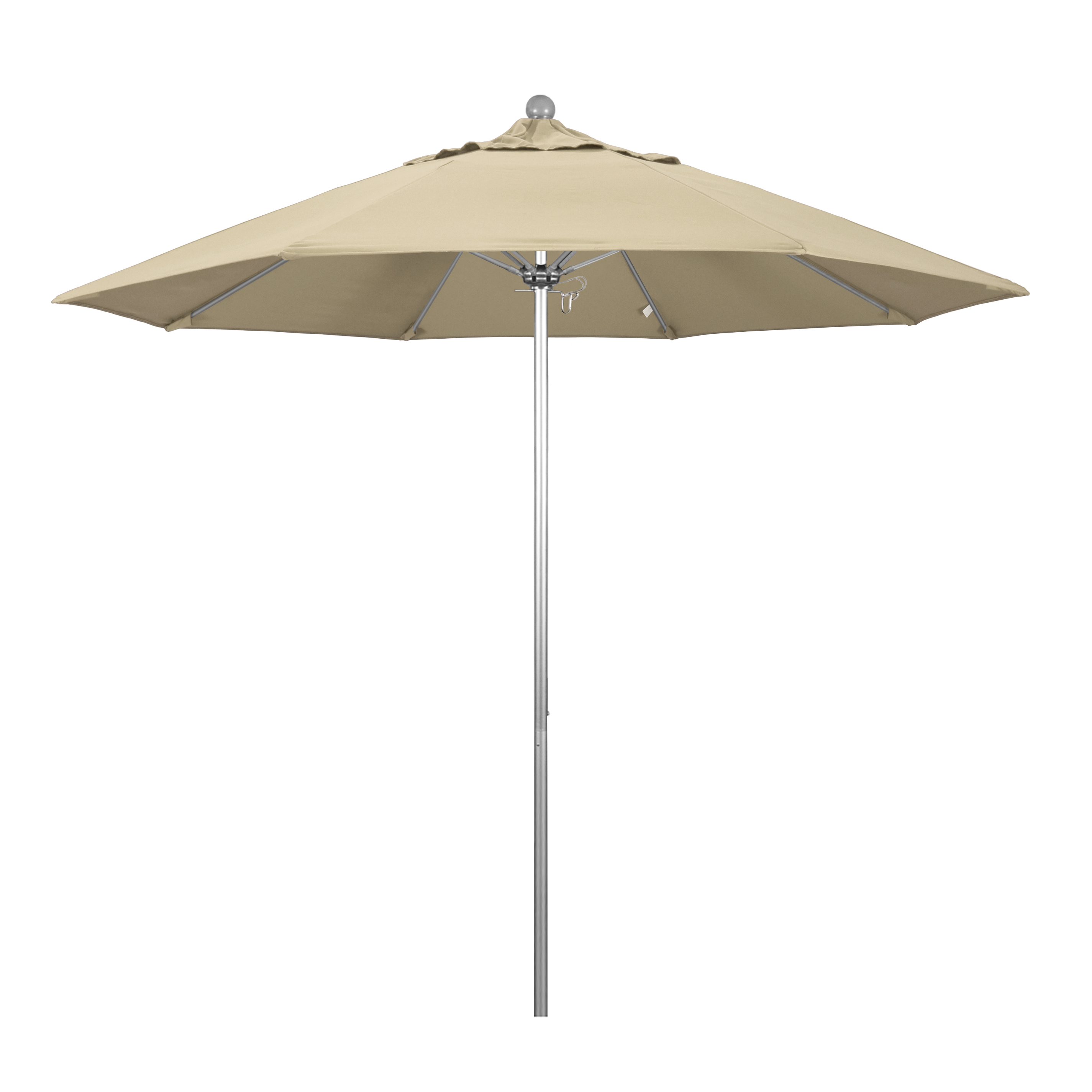 California Umbrella ALTO908002-5422 9 ft. Fiberglass Pulley Open Market Umbrella - Anodized and Sunbrella-Antique Beige