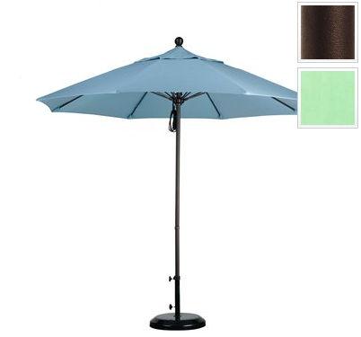 California Umbrella ALTO908117-SA13 9 ft. Fiberglass Pulley Open Market Umbrella - Bronze and Pacifica-Spa