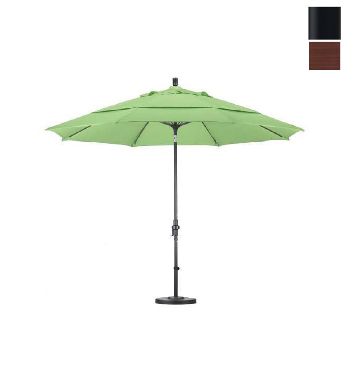California Umbrella GSCUF118705-FD12-DWV 11 ft. Fiberglass Market Umbrella Collar Tilt DV Matted Black-Olefin-Terrace Adobe