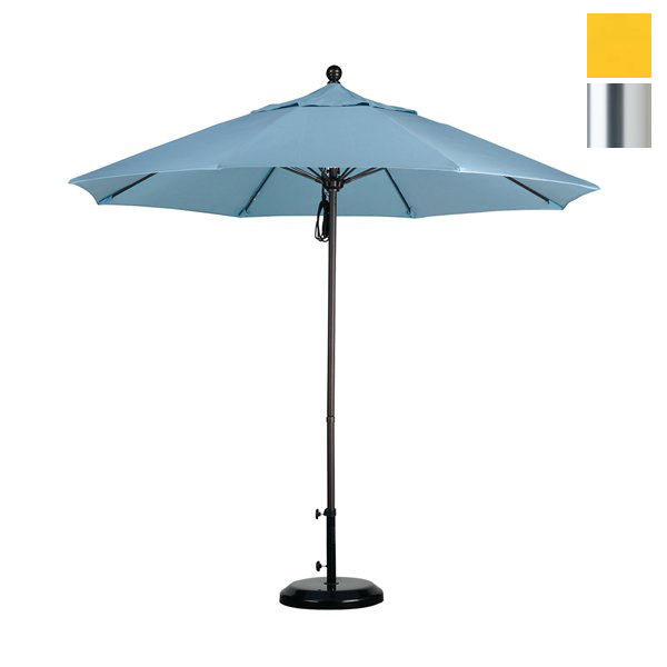 California Umbrella ALTO908002-SA57 9 ft. Fiberglass Market Umbrella Pulley Open S Anodized-Pacifica-Yellow