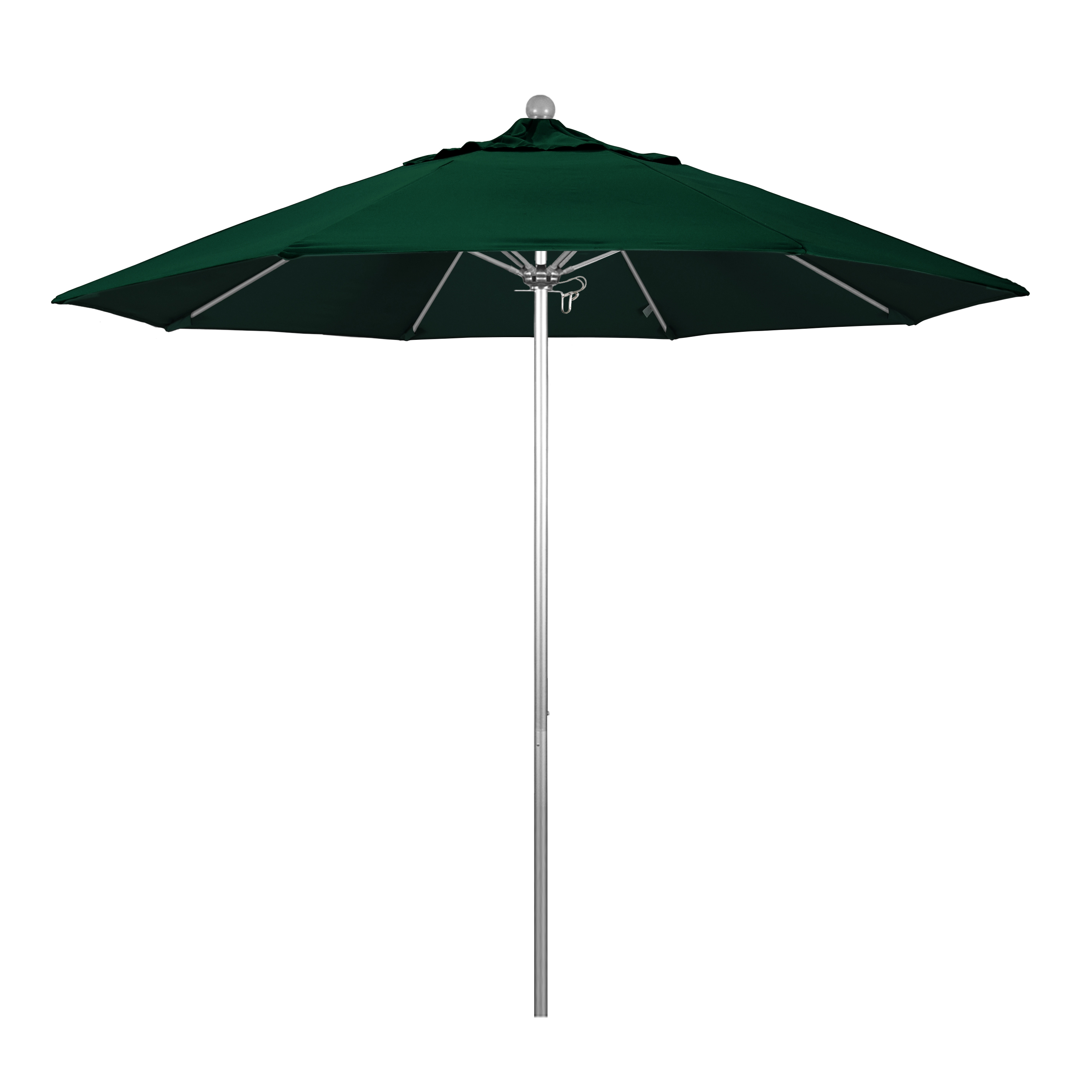 California Umbrella ALTO908002-5446 9 ft. Fiberglass Market Umbrella Pulley Open S Anodized-Sunbrella-Forest Green