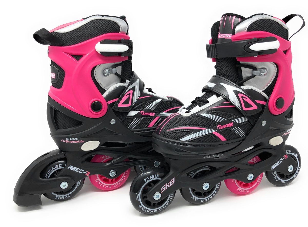 Chicago CRSMA7G-MD Black & Pink Medium Girls Adjustable Inline Skates - Size J13-4