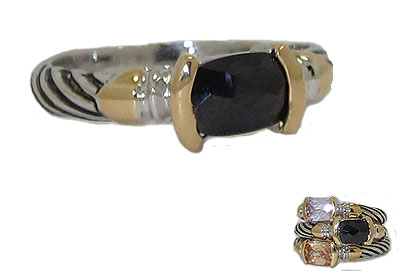 Designer Jewelry CR0107J Designer Cable Stackable Ring Jet Black