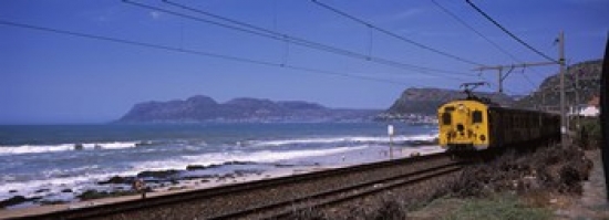 Panoramic Images PPI113198L Train on railroad tracks  False Bay  Cape Town  Western Cape Province  Republic of South Africa Poster Print by Panor
