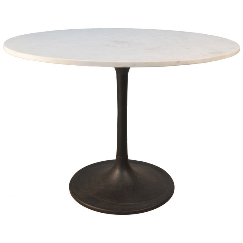 Carolina Cottage MT4040-BLK 40 in. Enzo Round Marble Top Dining Table, White Top with Black Base