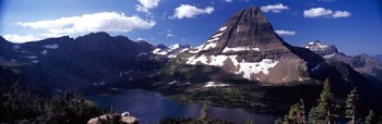 Panoramic Images PPI120889L Mountain range at the lakeside  Bearhat Mountain  Hidden Lake  Us Glacier National Park  Montana  USA Poster Print by