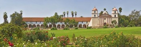 Panoramic Images PPI124522L Garden in front of a mission  Mission Santa Barbara  Santa Barbara  Santa Barbara County  California  USA Poster Prin