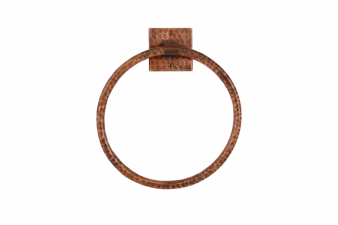 Premier Copper Products TR10DB 10 in. Hand Hammered Copper Full Size Bath Towel Ring
