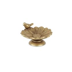 Cheungs 5497GD Golden Metal Flower Table Decor with Bird Accent