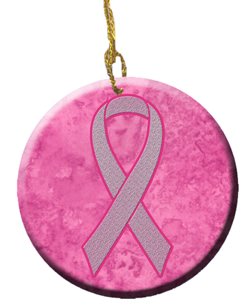 Caroline's Treasures AN1205CO1 Pink Ribbon For Breast Cancer Awareness Ceramic Ornament