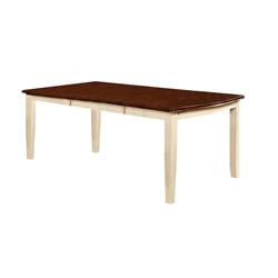 Benjara BM239813 78 in. Dining Table with Leaf Extension&#44; Brown & White