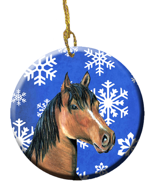 PartyPros Horse Winter Snowflakes Holiday Ceramic Ornament, 2.81 Dia