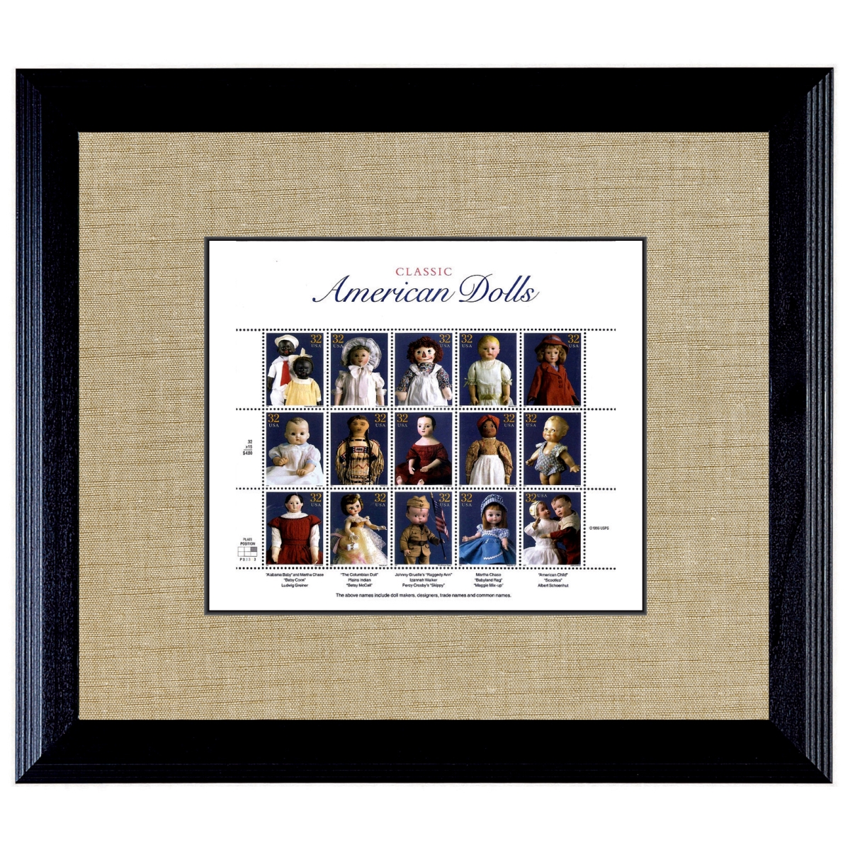 UPM GLOBAL 13910 16 x 14 in. American Dolls Stamp Sheet, Wood Frame