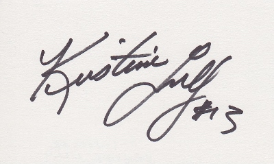 Real Deal Games Kristine Lilly Autographed Olympic Soccer 3x5 Inch Index Card - 2x Gold Olympic Medalist