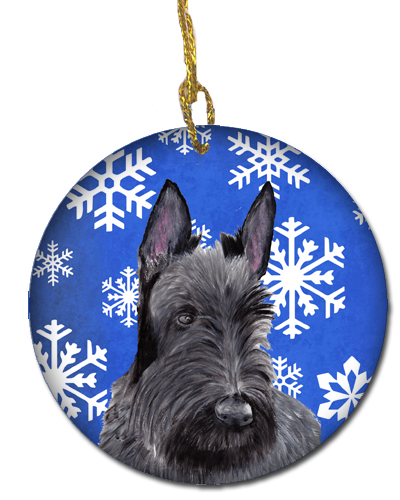 Caroline's Treasures SC9386-CO1 Scottish Terrier Winter Snowflakes Holiday Ceramic Ornament