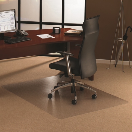Wall-To-Wall Enhanced Polymer Rectangular Chair Mat For Standard Pile Carpets 0.38 In., Clear 48 X 60 In.