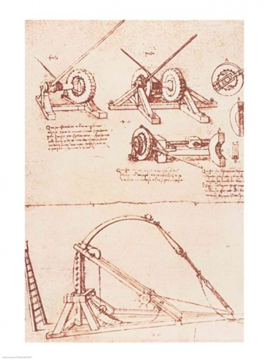 Posterazzi BALREV122587 Designs for A Catapult Poster Print by Leonardo Da Vinci - 18 x 24 in.