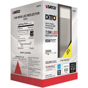 SATCO SDNS28578 7.5 watts 30K BR30 Dimmable LED Bulb
