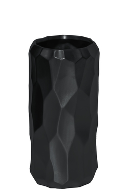 Urban Trends Collection 45931 Ceramic Short Wide Cylindrical Vase with Embossed Irregular Pattern Design Body, Black
