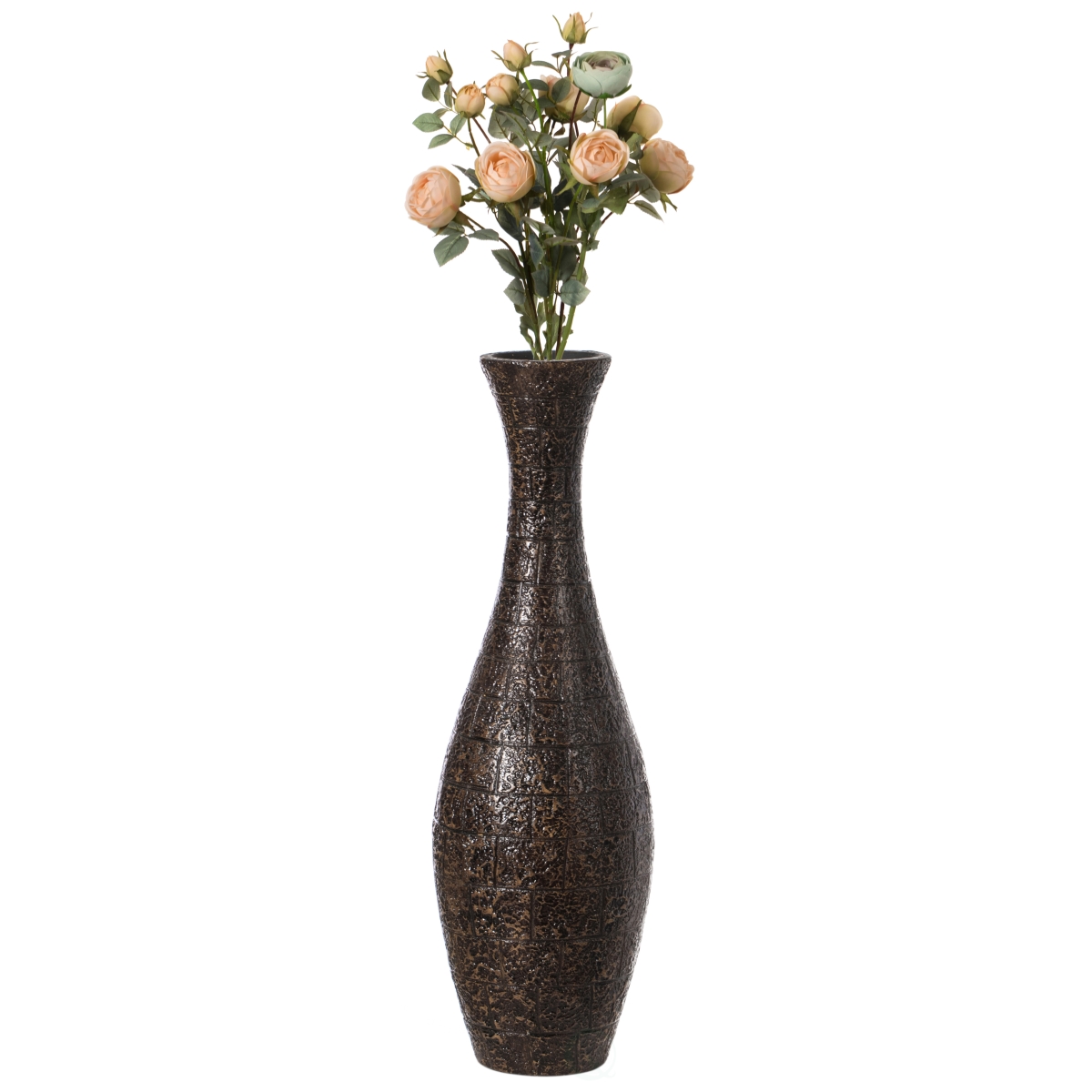Uniquewise QI004194 Modern Decorative Brown Textured Design Floor Flower Vase, for Living Room, Entryway or Dining Room, 31 inch