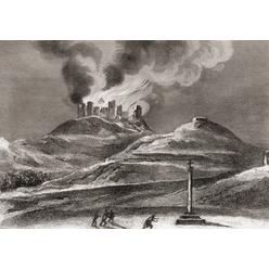 BrainBoosters Fire At The Monastery of Montearagon, Quicena, Huesca, Spain In 1835 From The Book Los Frailes Y Sus Conventos Published 1854 Po