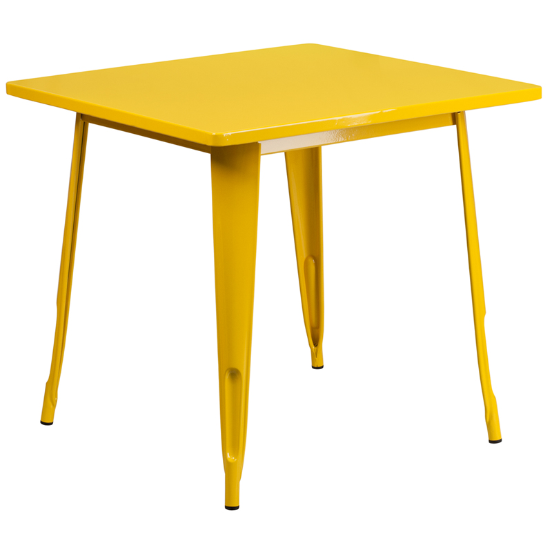 Flash Furniture ET-CT002-1-YL-GG Square Yellow Metal Indoor Table- 31.5 in.