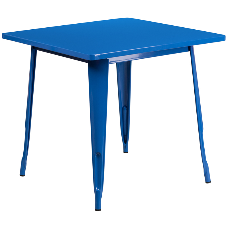 Flash Furniture ET-CT002-1-BL-GG Square Blue Metal Indoor Table- 31.5 in.