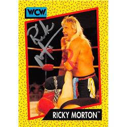 Autograph Warehouse 624765 Ricky Morton Autographed Trading Card - Wrestling WWE, SC - 1991 Impel Wcw No.99