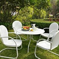 BetterBeds Crosley Furniture  Griffith Metal 40 in. Five Piece Outdoor Dining Set - 40 in. Dining Table in White Finish with White Finish C
