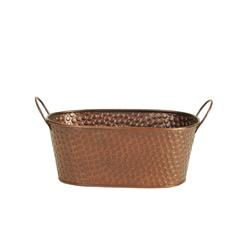 Wald Imports 7105-D4 9 in. Oval Hammered Metal Planter  Pack of 2
